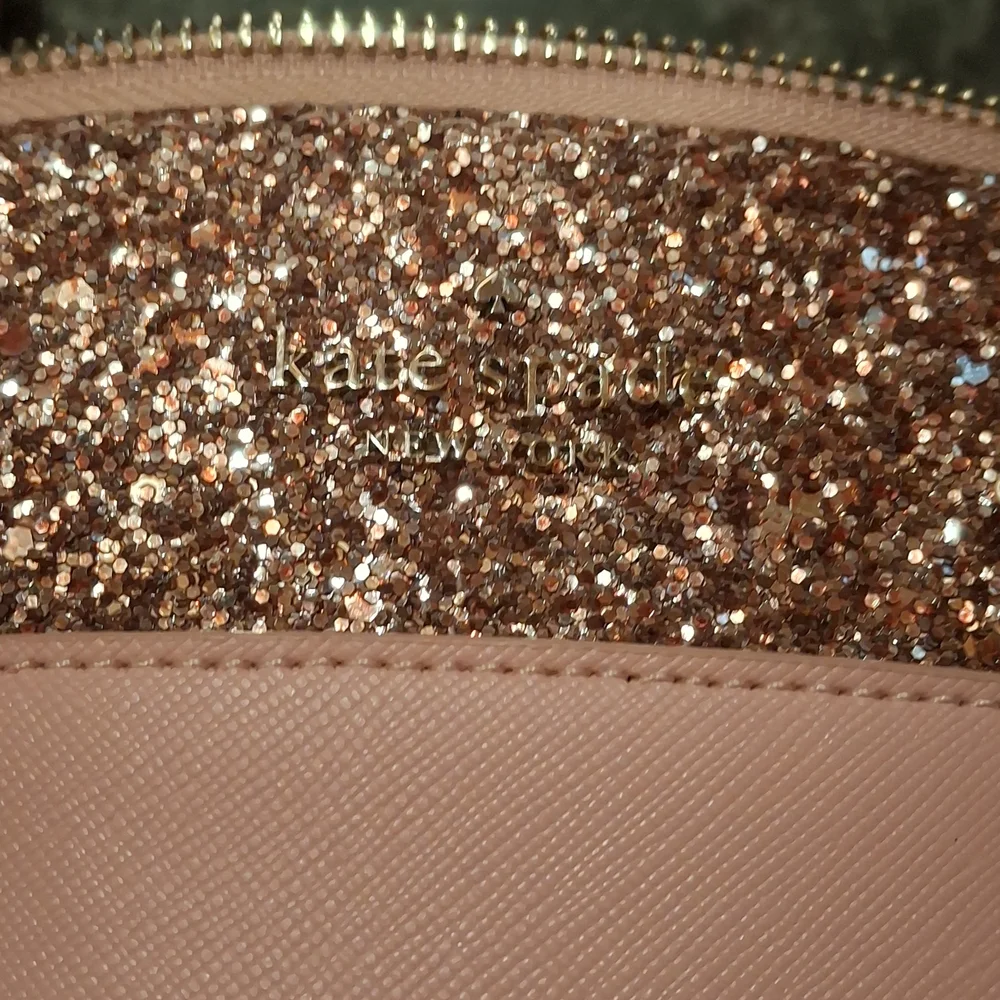 Kate Spade Blush Pink and Rose Gold Glitter Purse/Tote